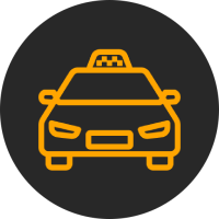 Taxi icon jaune sur noir